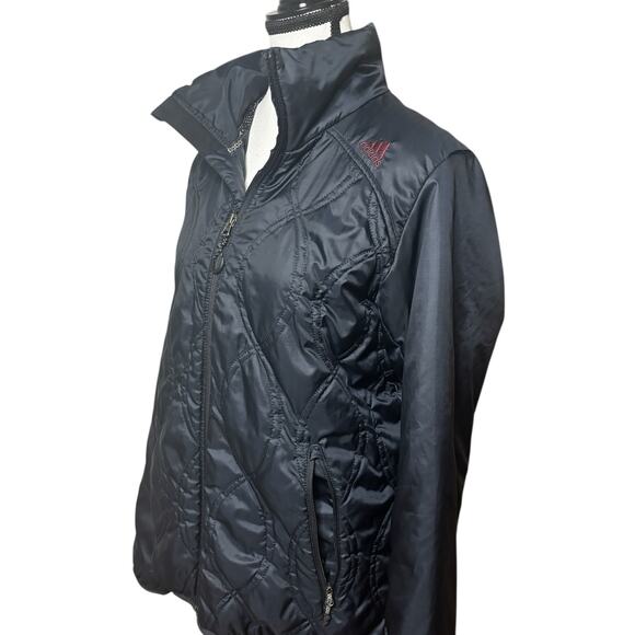 Adidas Jacket Womens Medium Logo Lightweight Quilted Outdoor Sporty Black Coat - Picture 4 of 12
